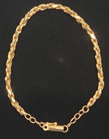 14 Karat Yellow Gold Rope Bracelet - Size: 7.5