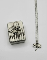 Chelsea Pewter Dragonfly Earring & Necklace Set with Trinket Box