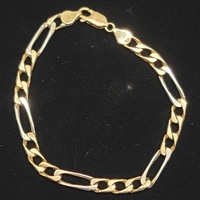 10 Karat Two Tone Yellow & White Gold Figaro Bracelet - Size: 7.5-inch