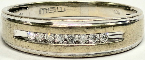 10 Karat Two Tone Yellow and White Gold Diamond Band Ring - Size: 10.25