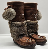 Manitobah Mukluks Snowy Owl Grain Leather Brown Waterproof Boots - Women’s SZ: 7