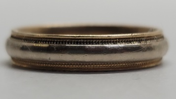 14 Karat Two Tone Yellow and White Gold 5mm Band Ring - Size: 11.5
