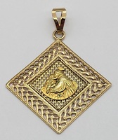 18k Two Tone St. Anthony of Padua Religious Pendant 