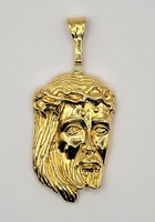 18k Yellow Gold Hollow Jesus with Crown of Thorns Pendant