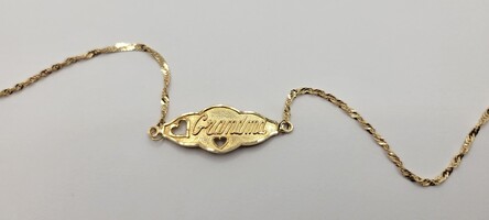 10k Yellow Gold Open Heart "Grandma" Bracelet 7.25"