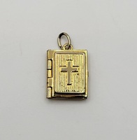 Vintage Gold Tone GOD ANSWERS PRAYER Bible Pendant