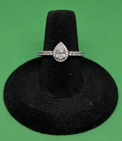 Pandora Classic Teardrop Halo Ring Sterling Silver 0.925% Size 6.75