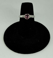 10k White Gold Pink Gem and Diamonds* Ring Size 5.5