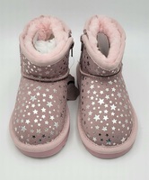 NWT Crown Vintage Frosted Mini Suede Boot Pink/Silver Stars Kids' Size 10