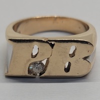 14 Karat Yellow Gold Monogram Diamond 11.5mm Ring - Size: 12