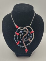 Retired Vintage Swarovski - Red Ruthenium Enamel Drop Necklace