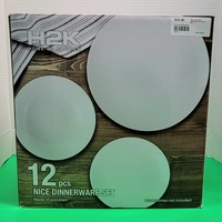 H2K Home to Kitchen 12pcs Nice Dinnerware Set - Porcelain - White NIOB