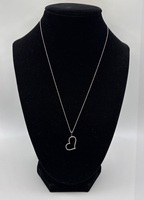 People's 10K White Gold Diamond Tilted Heart Necklace 19" 0.09ct