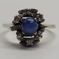14 Karat White Gold Colored Stone Ring - Size: 9