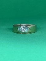 10K Two Tone Gold Diamond Solitaire Ring Size 10.5