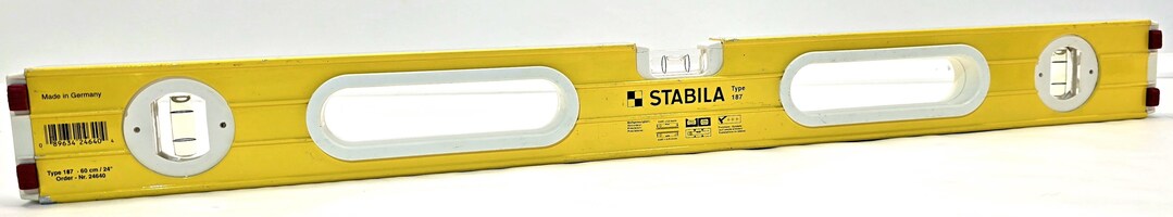 STABILA Type 187 24in/60cm 3 Vial Aluminum Box Level Made in Germany