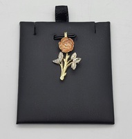 14k Trigold Diamond Cut Rose Pendant