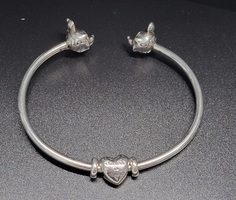 Pandora 0.925% Silver Disney Mickey & Minnie Open Bangle Bracelet Charm