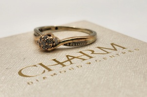 10k White and Rose Gold Diamond Cluster Ring Sz 7.5