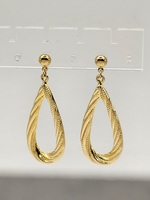 14K Yellow Gold Textured Dangle Earrings *No Backings