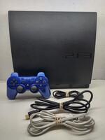 Sony PlayStation 3 Console (CECH-3001A) W/ Blue Controller + All Cords - TESTED!