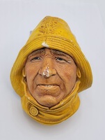 Vintage 1965 Bossons England Life Boatman Chalkware Head Wall Plaque Bust