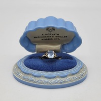 Vintage Dynasty 10k Yellow Gold Light Blue Gemstone Solitaire Ring Size 6.5