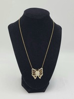 Gold Plated 0.925% Silver & Crystal Butterfly Necklace 17"