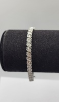 0.925 Silver & Diamond Double Row Tennis Bracelet Approximate t.c.w. 0.18 7.25" 