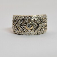 14 Karat Yellow Gold Art Deco Style 0.45CTW Diamond Band