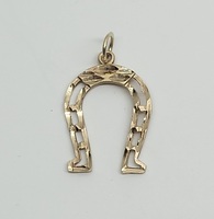 10k Yellow Gold Diamond Cut Horseshoe Pendant