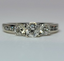 10 Karat White Gold 0.90 CTW Diamond Past Present Future Ring