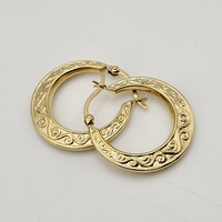 14 Karat Yellow Gold Patterned Hoop Earrings