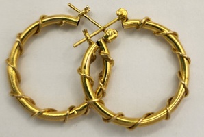 14 Karat Yellow Gold Woven Hoops *Bent