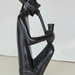 African Man with Pipe Wood Carving 6 5/8"