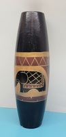 Decorative Wooden Elephant Vase - Brown & Gold 12"