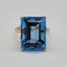 14k Yellow Gold Blue Gemstone Cocktail Ring Size 6.75