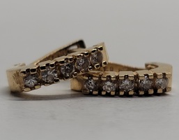 14 Karat Yellow Gold Diamond Hoop Drop Earrings