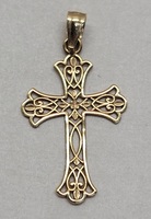 14 Karat Yellow Gold Cross Pendant Charm
