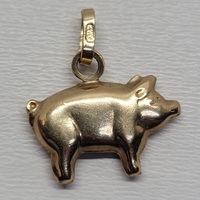 10 Karat Yellow Gold Pig Pendant
