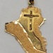 21 Karat Yellow Gold Pendant Charm of Iraq with a Cross