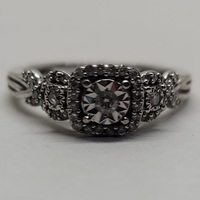 10 Karat White Gold Past Present Future Diamond Ring - Size: 7