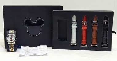 Limited Edition Disney Minnie Mouse Watch 4 Leather Band Strap W/ Steel Strap