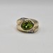 10 Karat Yellow Gold Green Stone Men's Ring with Diamond Accents - Size 8