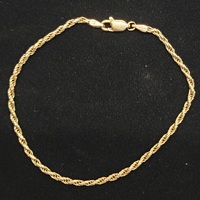 14 Karat Yellow Gold Rope Bracelet - Size: 7.5-inch