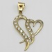 18k Yellow Gold Double Heart Pendant with Clear Gemstones 