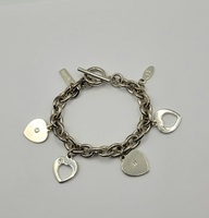 Vintage Mark. Silvertone Heart Charm Bracelet with Toggle Closure