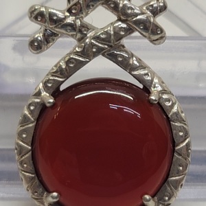 .925 Silver Pendant with Red Stone