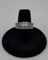 0.925% Sterling Silver Clear Stone Wedding Set (PPP) Size 7