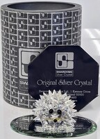 Swarovski Crystal Hedgehog Figurine with Mirrored Plate and Box 